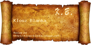 Klosz Blanka névjegykártya